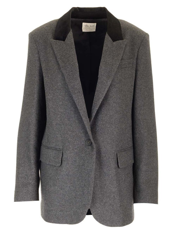 Contrast Collar Wool Tailored Jacket