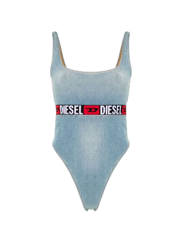 De Geny S Logo Denim Bodysuit