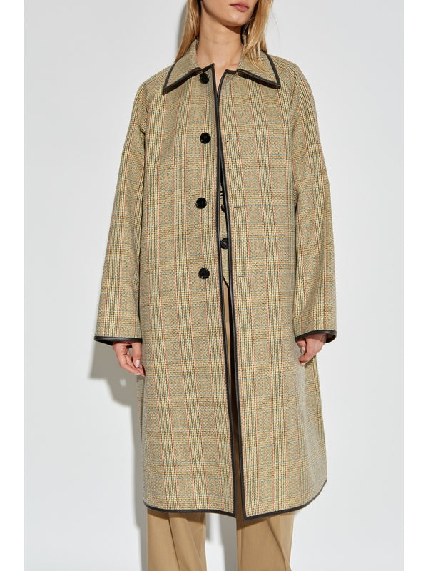 Check Pattern Wool Blend Coat