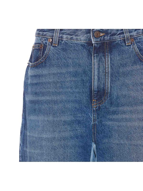 Back Logo Slit Denim Shorts