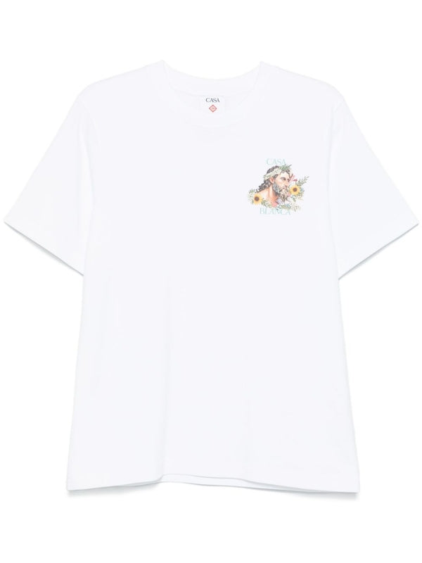 胸グラフィックプリントコットンTシャツ