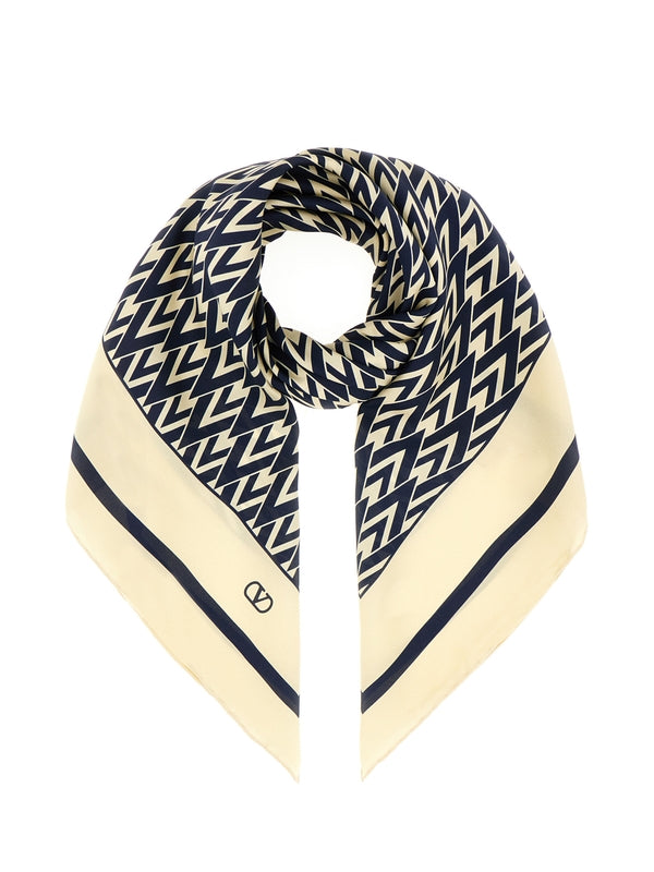 Allover V Logo Printing Silk Scarf