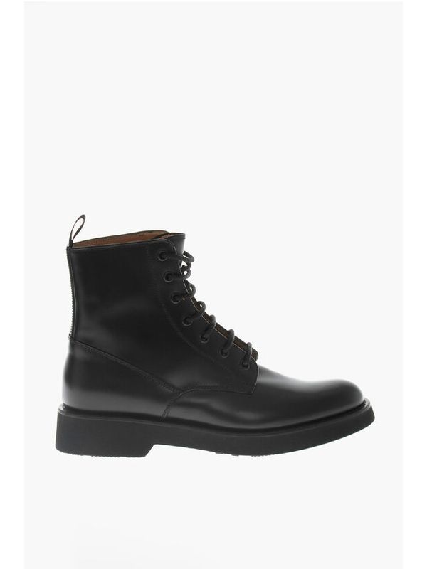 Black Calfskin Lace-Up Boots