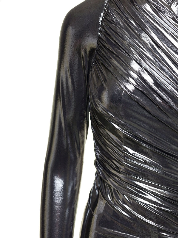 Metallic Drape Mini Dress