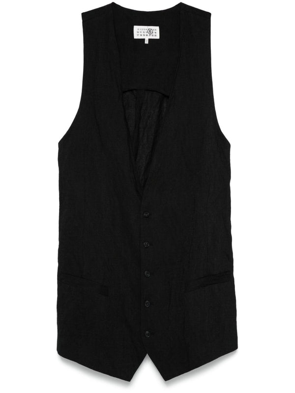 Back Strap V-Neck Wool Blend Vest Top