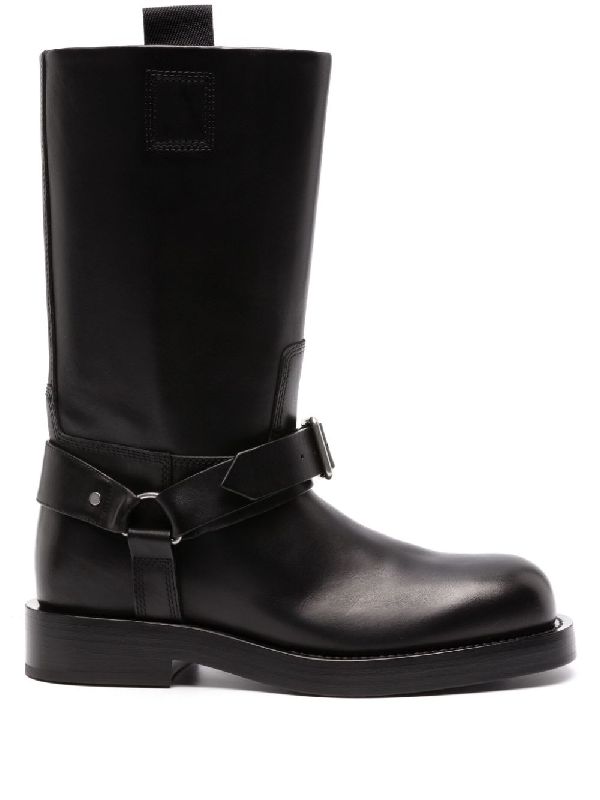 Leather Buckle Harness Calfskin Boots