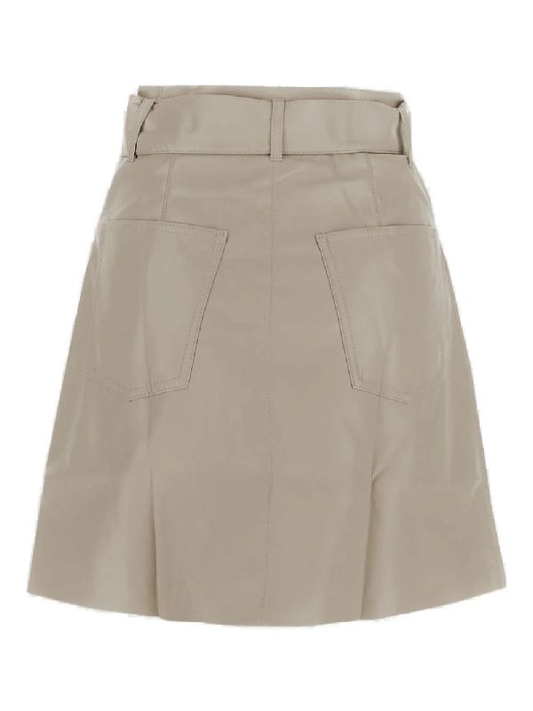 High Waist Belted Vegan Leather
  Skirt