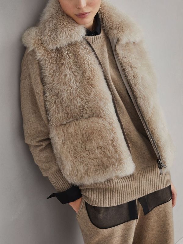 Shearling Reversible Zip-Up
  Vest