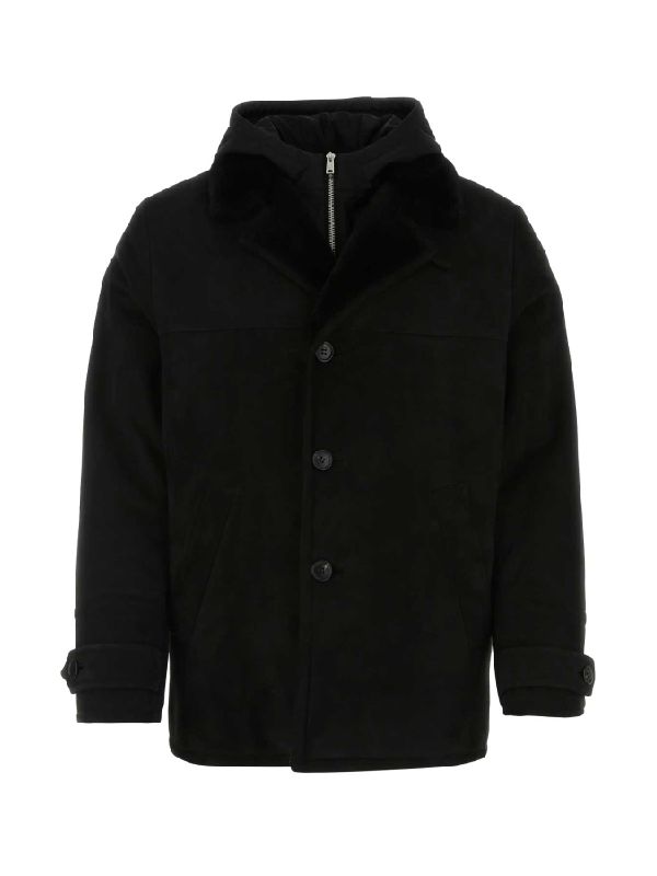 Hoodie Zip-up Layered Shearling Jacket