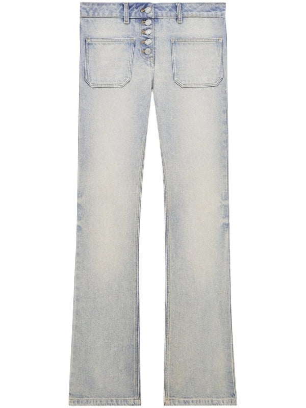 Multi-Button Flare Denim Pants