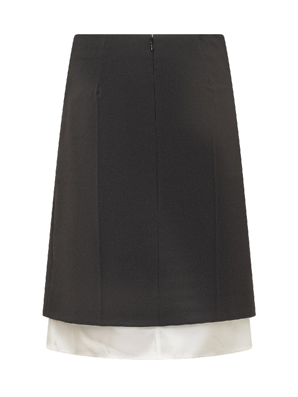 Wool Satin Layered Effect Skirt