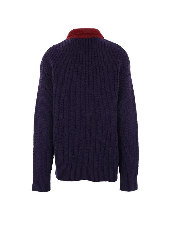 Panel Block Collar Detail Wool Mohair Sweater