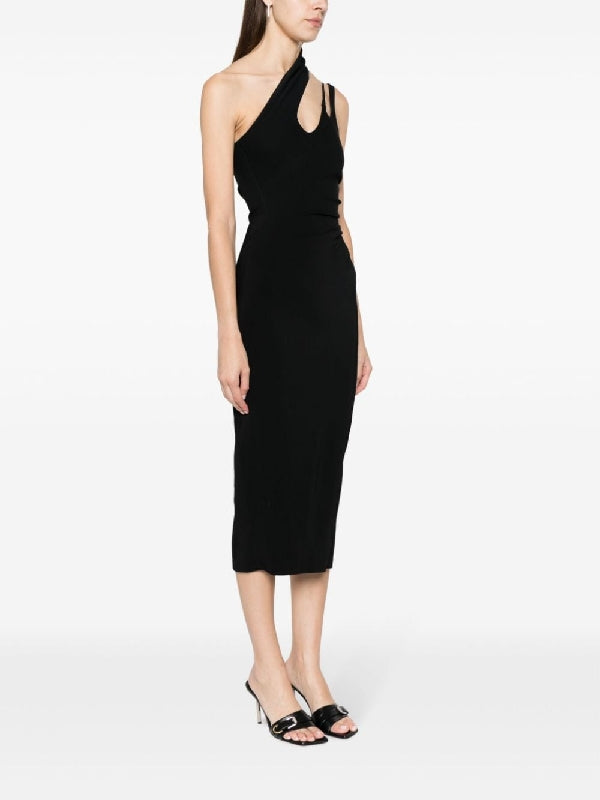 One Shoulder Fitted Midi Dress