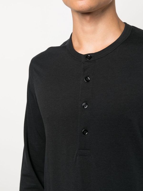 Black Henry Neck Long Sleeve
  Top