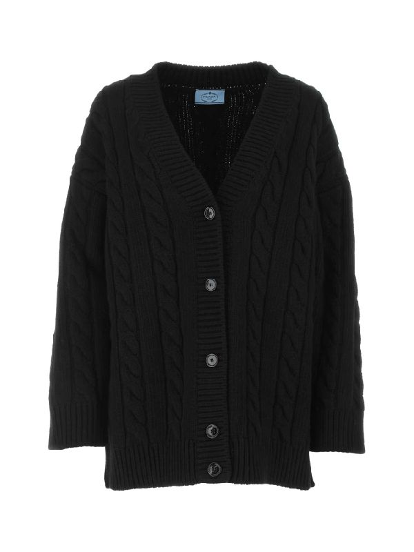 Back Triangle Knit Patch Cable Cardigan