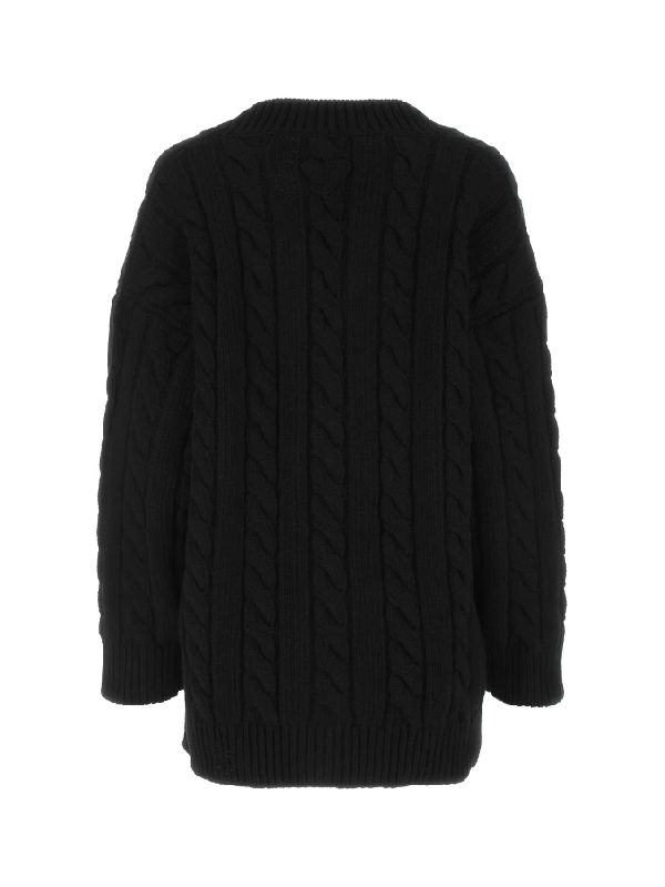 Back Triangle Knit Patch Cable Cardigan