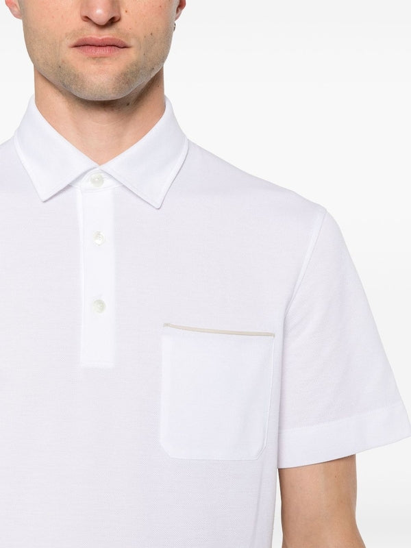 Back Logo Tab Pocket Cotton Short Sleeve Polo Shirt