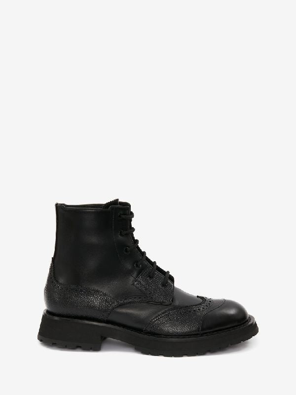 Punk brogue calfskin lace-up boots