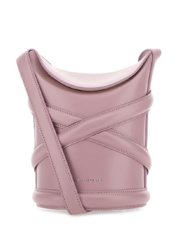 Calfskin logo curve bucket bag