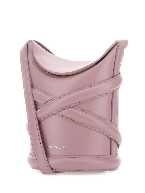 Calfskin logo curve bucket bag