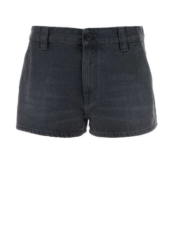 Back Logo Cotton Denim Shorts