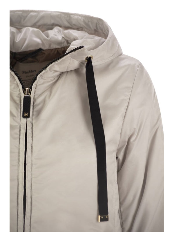 Drawstring Hooded Zip-Up Nylon Jacket