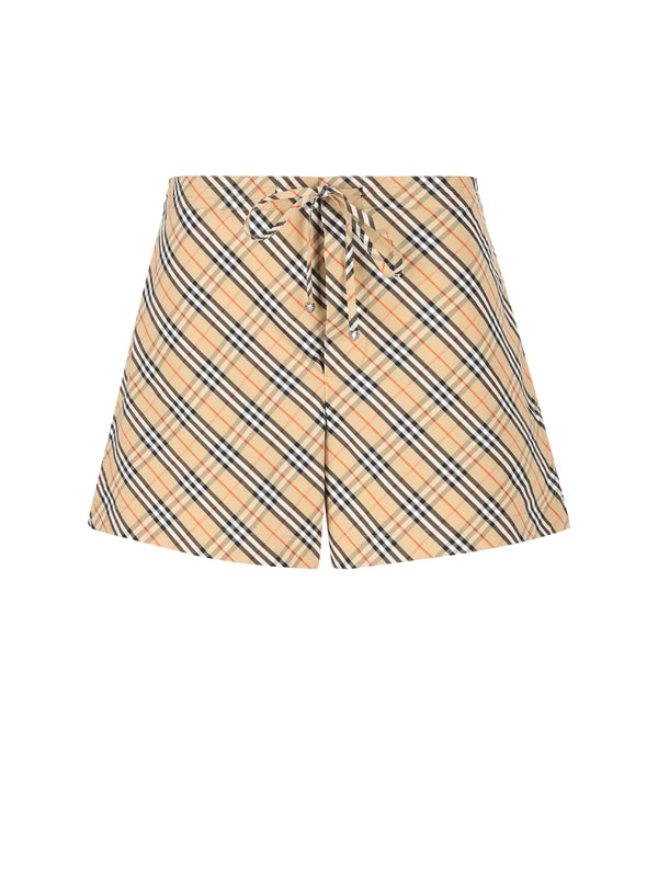 Vintage check drawstring shorts