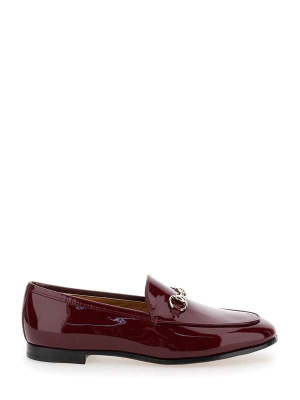 'Jordan' Bordeaux Loafers with Horsebit Detail in Patent Leather Woman Lace-Ups