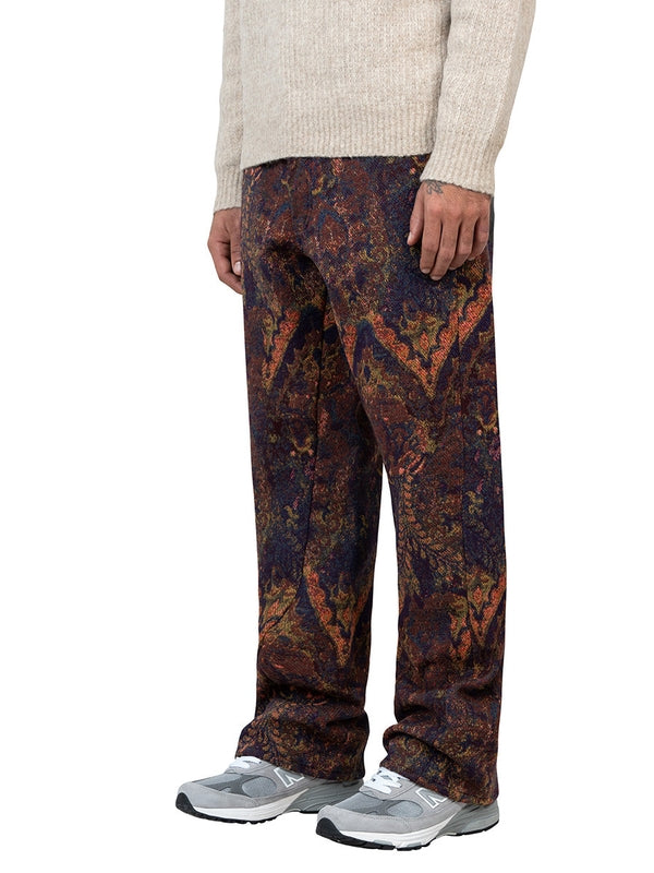 Jacquard Pattern Leather Pocket Pants