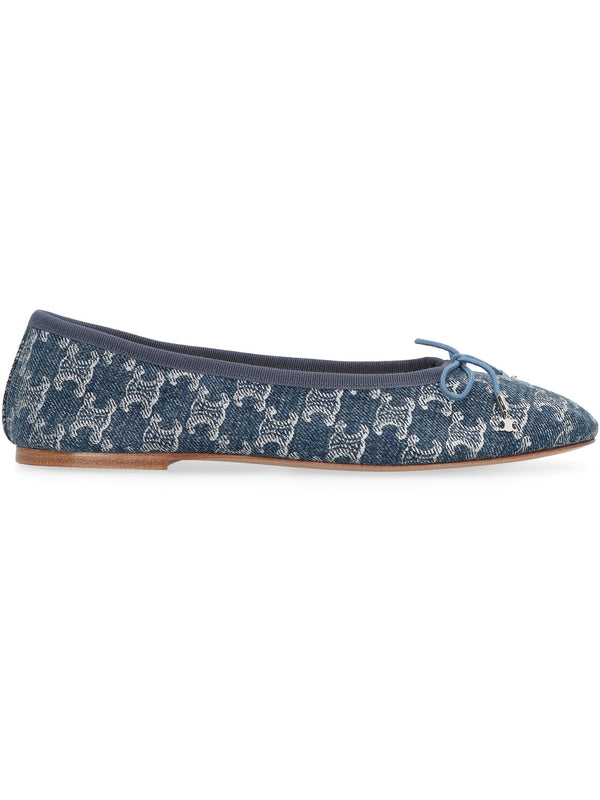 Triomphe Pattern Denim Flat Shoes