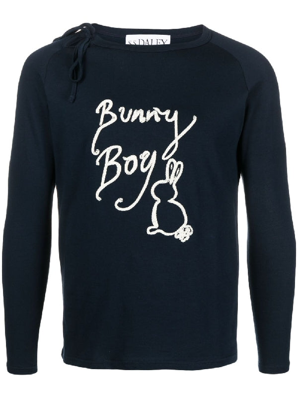 Bunny Boy Slogan String Detail Top