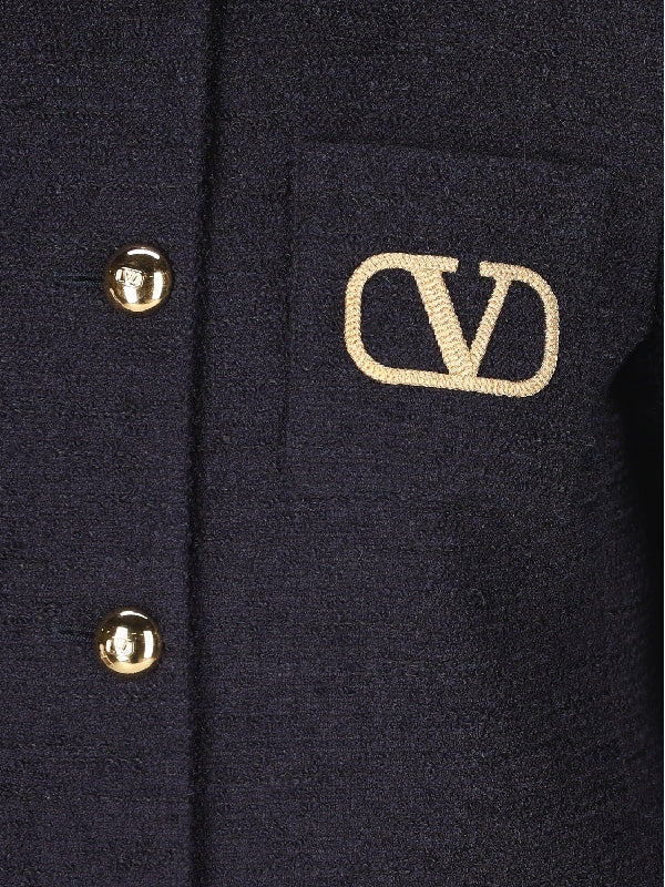 V Logo Tweed Jacket