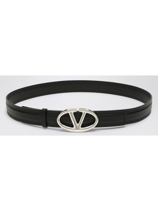 V Logo Leather Belt