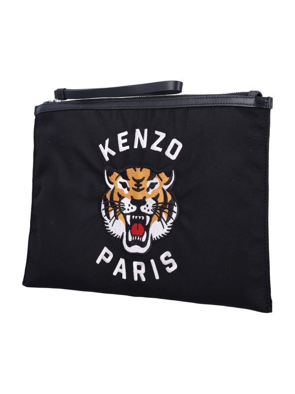 Varsity Logo Embroidery Clutch Bag