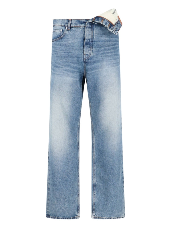 Asymmetric Waist Denim Pants