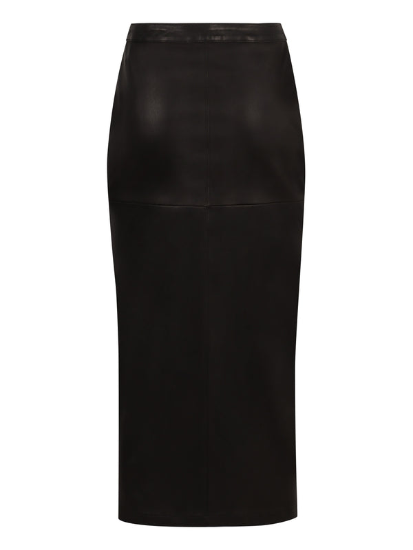 Asymmetric Gathering Lambskin Skirt