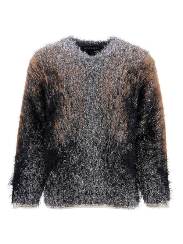 加大码渐变羊毛混纺针织衫