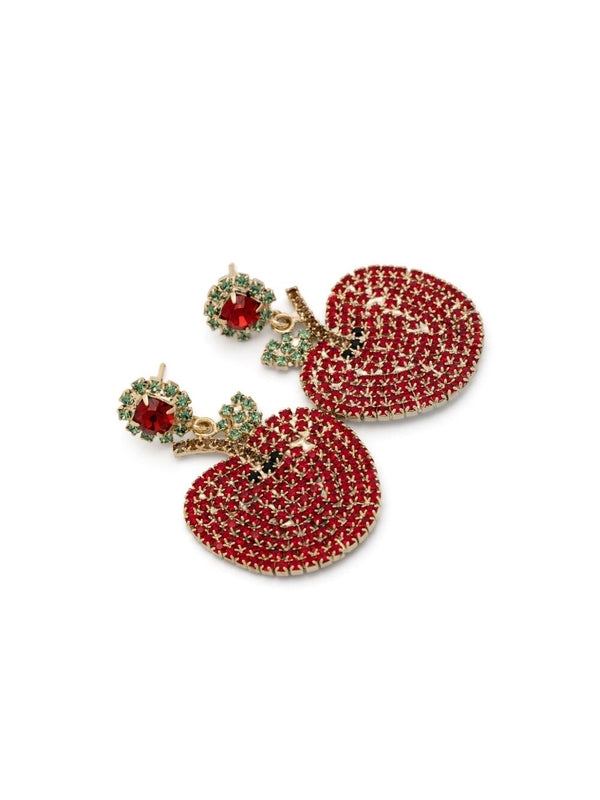 Rhinestone Apple Earrings