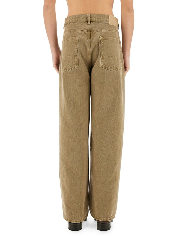 Beige Third-Cut Denim Pants