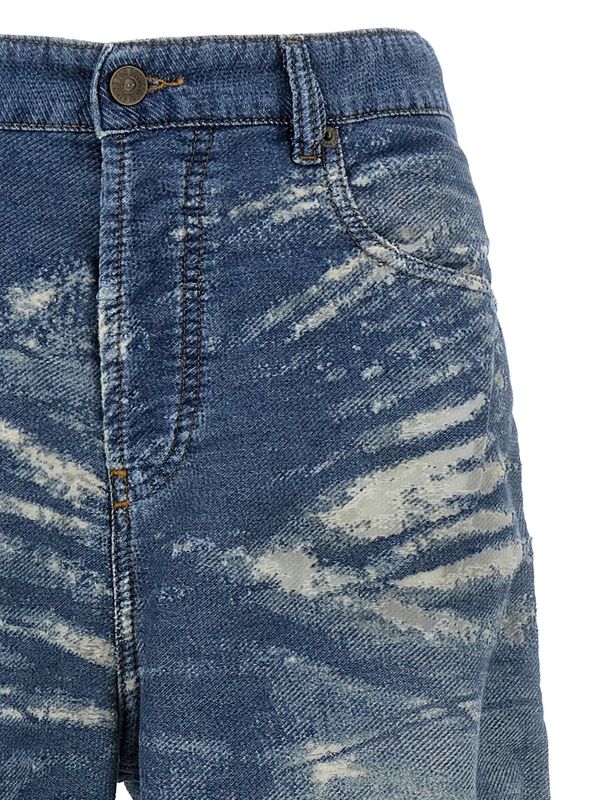 Washed Detail Denim Pants