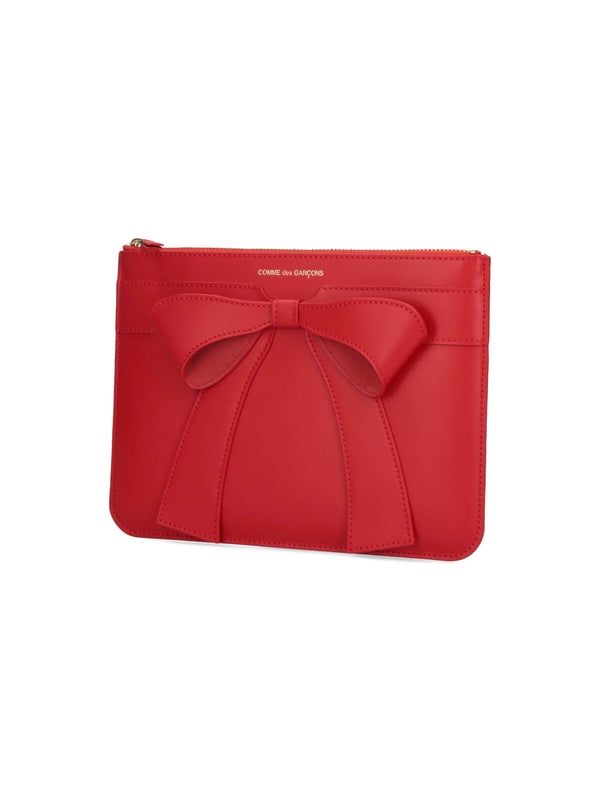 Big Bow Leather Pouch Bag