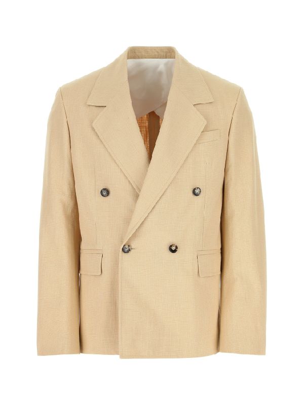 Beige double-breasted cotton jacket