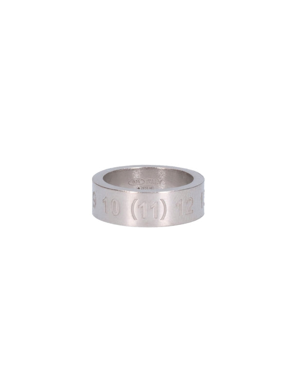 Engraved Number Logo Silver Ring