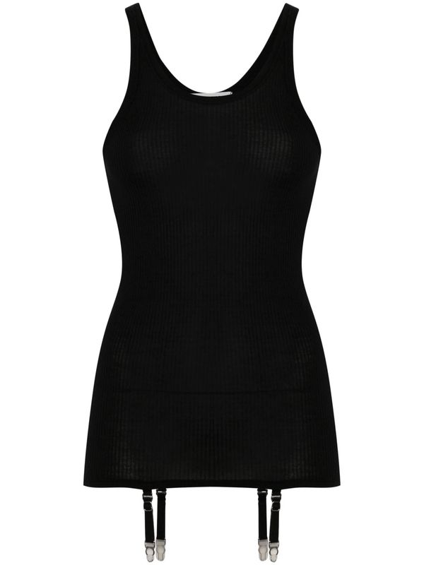 Suspender Detail Rib Wool Tank Top