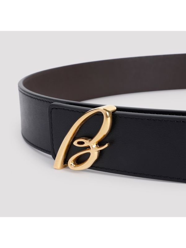 Logo Buckle Leather Belt