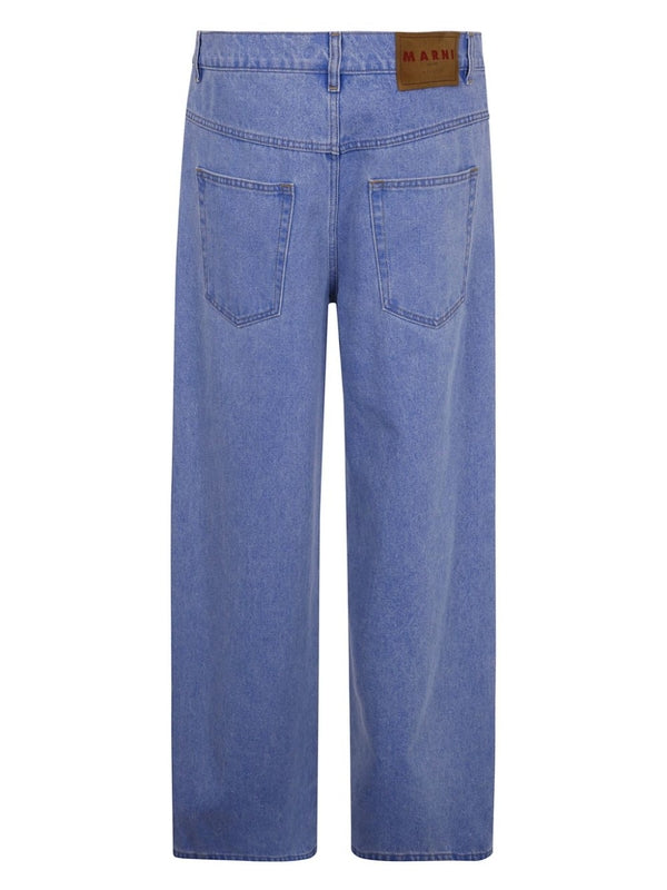 Washed Cotton Denim Pants