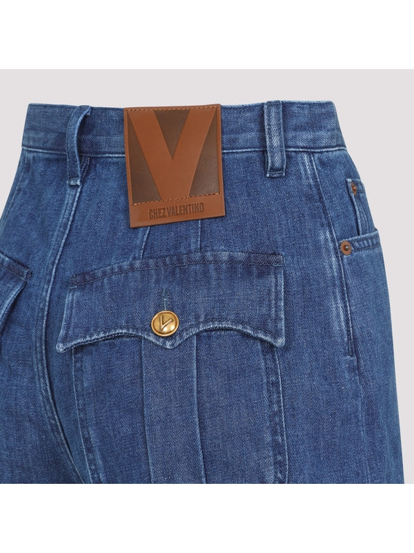 Back Logo Patch Denim Shorts