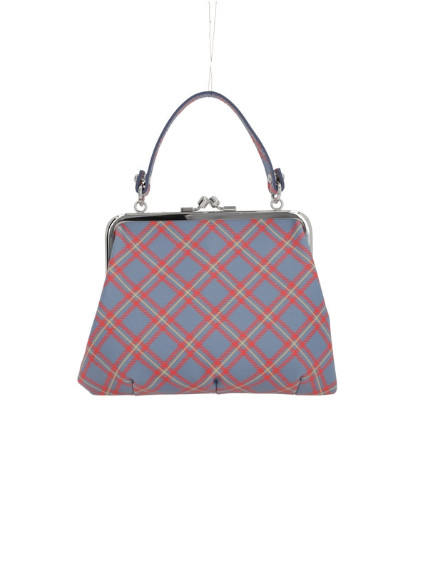 Orb Logo Decorated Check Pattern Tote Bag