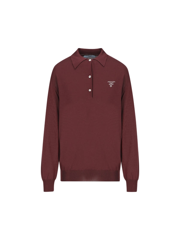 Chest Logo Silk Polo Shirt