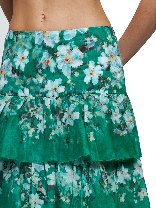 Avery Flower Print Midi Skirt